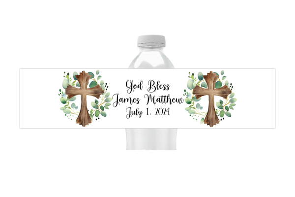 Religious Cross Water Bottle Labels