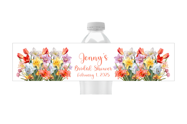 Tulip Floral Water Bottle Labels