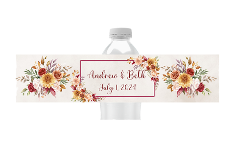 Fall Floral Water Bottle Labels
