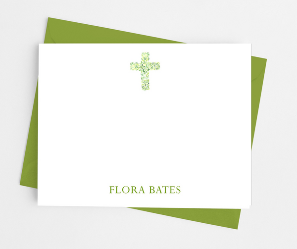 Table Note Cross Pink Cross Flat Note Cards | Personalized Stationery | Cathy Wraps ...