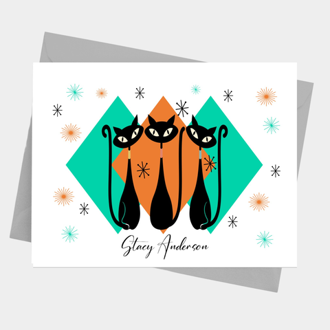 Mid Century Modern Cat Note Cards