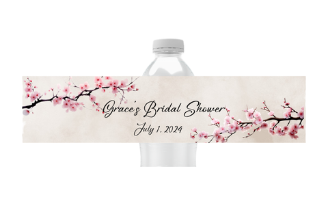 Cherry Blossom Water Bottle Labels