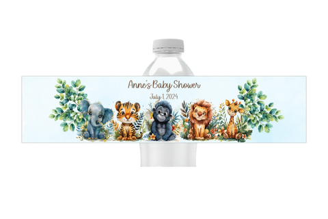 Jungle Animal Water Bottle Labels
