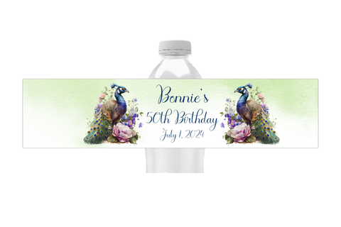 Peacock Water Bottle Labels