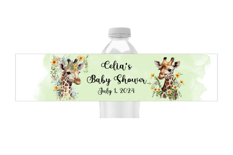 Giraffe Water Bottle Labels