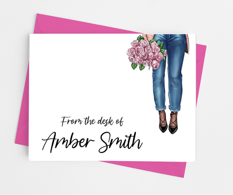 Spring Fashion Girl Note Cards