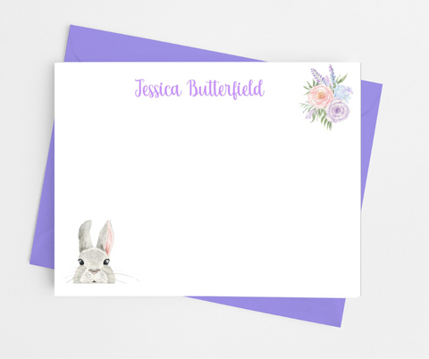 Bunny Floral Flat Note Cards