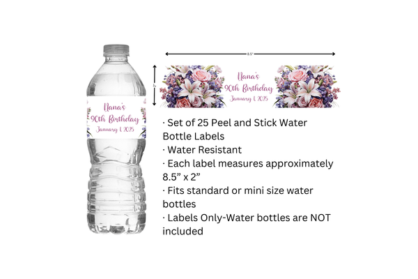 Floral Water Bottle Labels