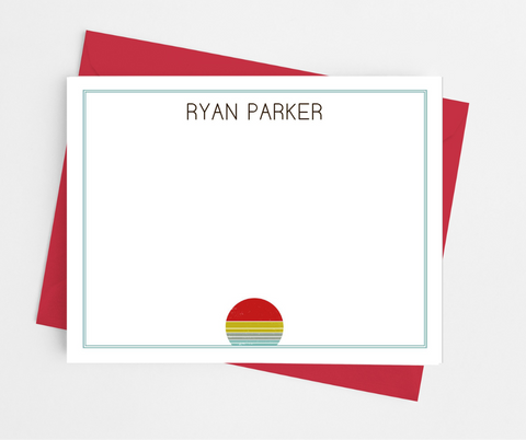 Retro Sunset Flat Note Cards