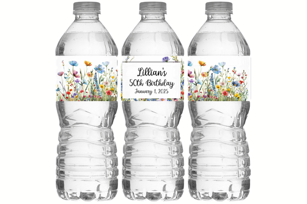 Wildflower Floral Water Bottle Labels