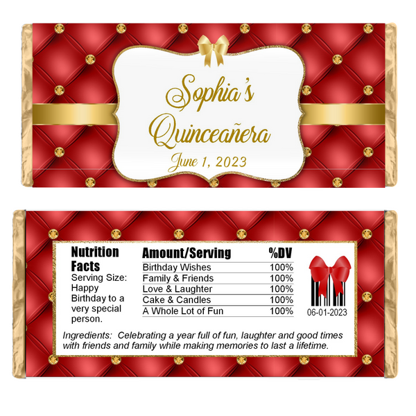 Elegant Red Candy Bar Wrapper