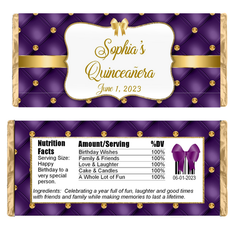 Elegant Purple Candy Bar Wrapper
