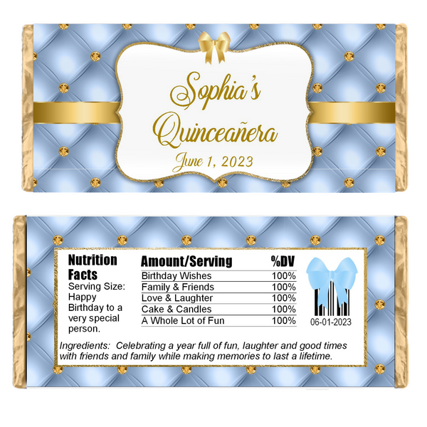 Elegant Baby Blue Candy Bar Wrapper