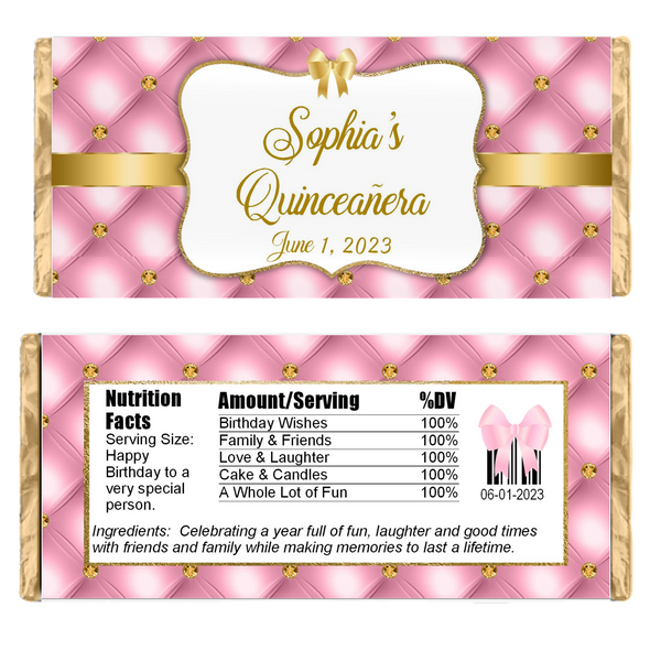 Elegant Pink Candy Bar Wrapper