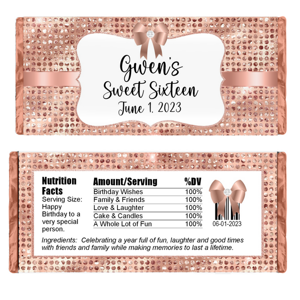Rose Gold Glamour Dots Candy Bar Wrapper