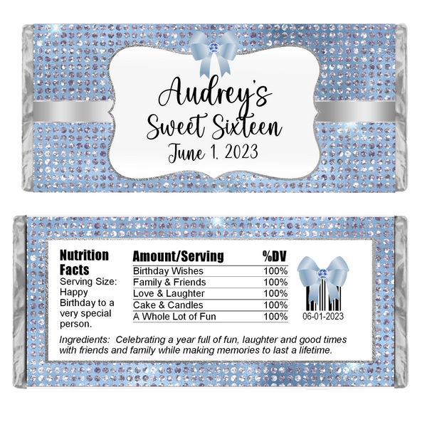 Blue Glamour Dots Candy Bar Wrapper