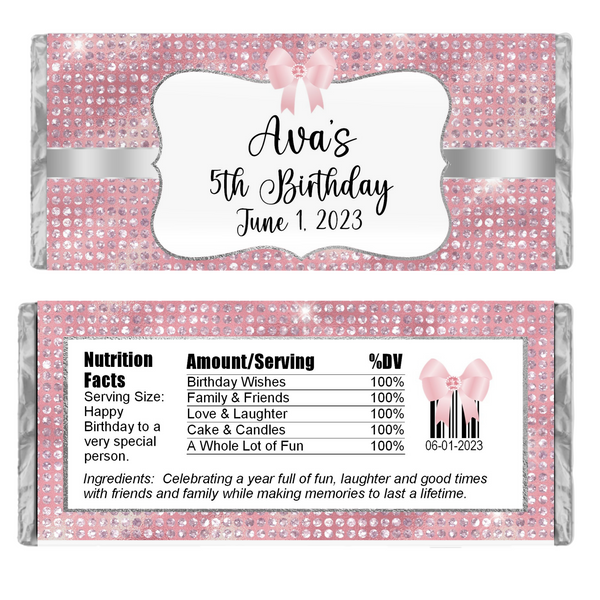 Pink Glamour Dots Candy Bar Wrapper