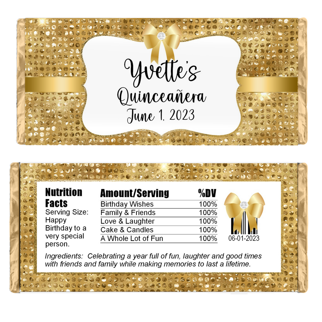 Gold Glamour Dots Candy Bar Wrapper