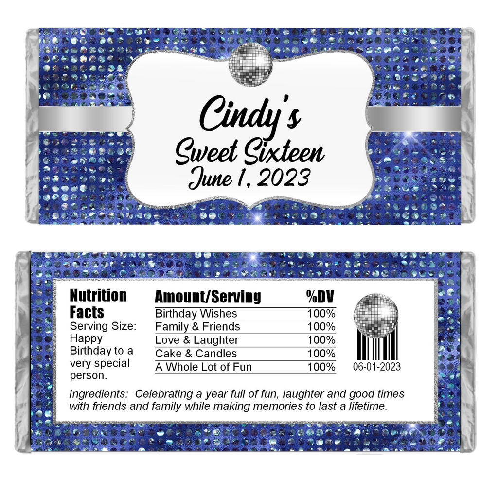 Blue Disco Dots Candy Bar Wrapper