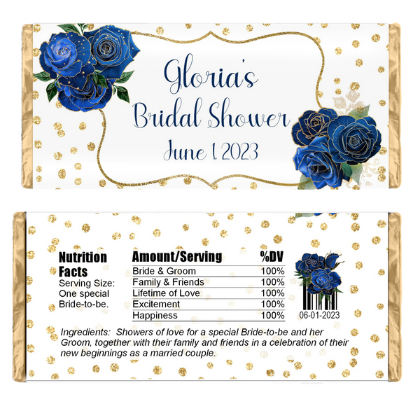 Blue Floral Candy Bar Wrapper