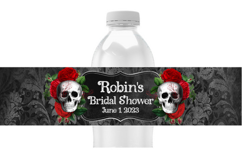 Floral Skull Water Bottle Labels