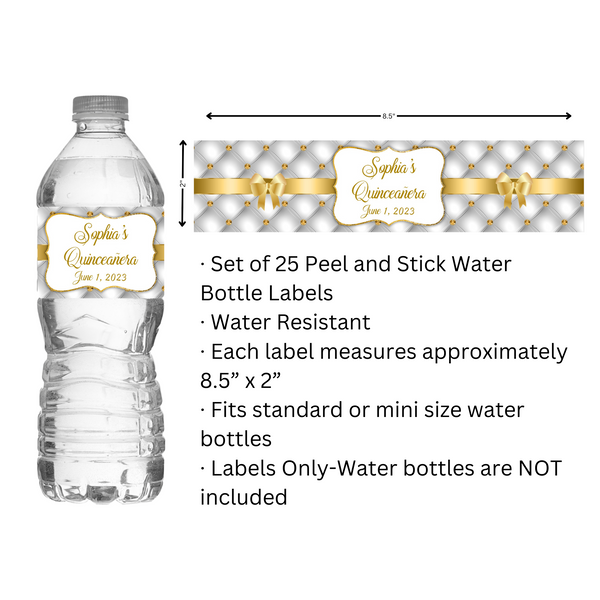 Tufted Bling Water Bottle Labels