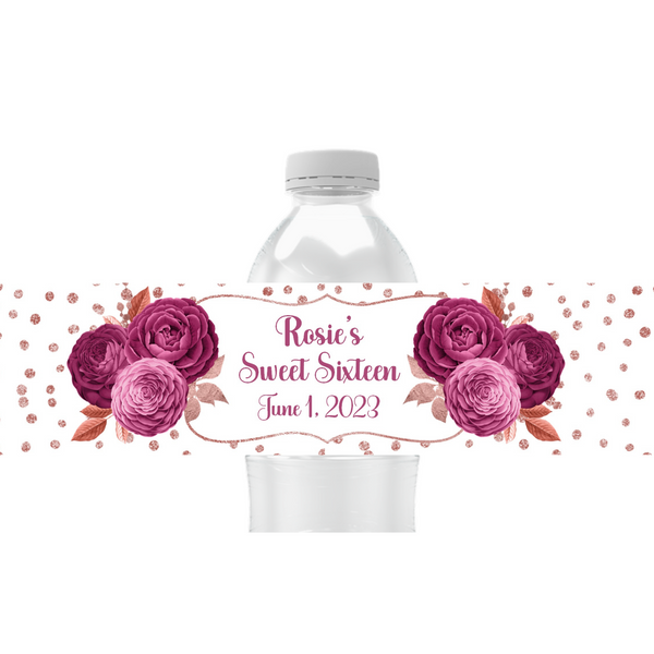 Floral Water Bottle Labels