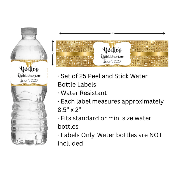 Diamond Dots Water Bottle Labels