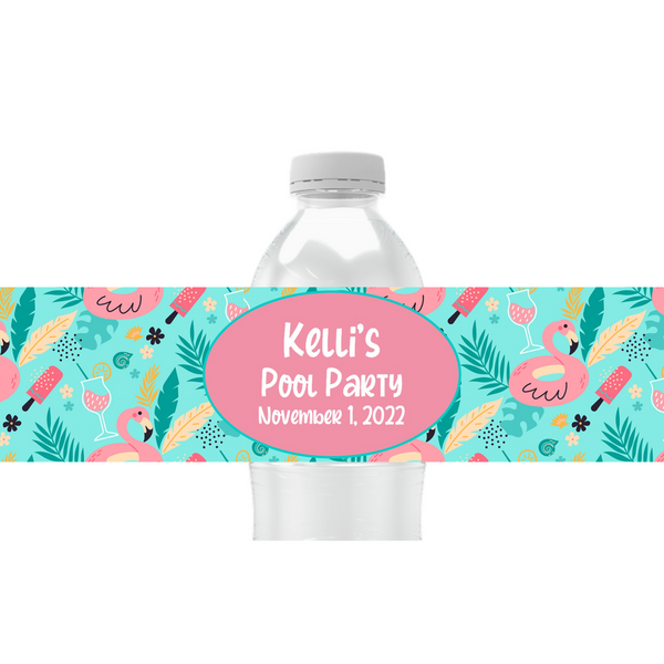 Pool Party Water Bottle Labels