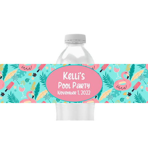 Pool Party Water Bottle Labels