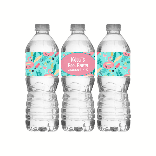 Pool Party Water Bottle Labels