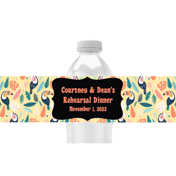 Tropical Toucan Water Bottle Labels