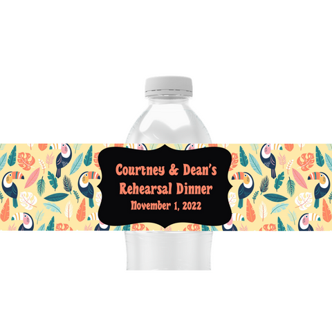 Tropical Toucan Water Bottle Labels