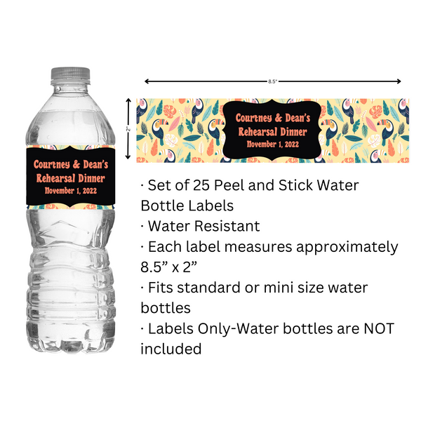 Tropical Toucan Water Bottle Labels