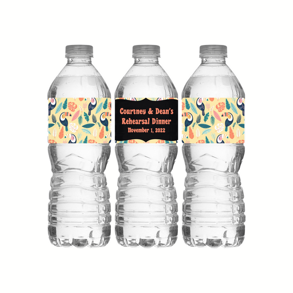Tropical Toucan Water Bottle Labels