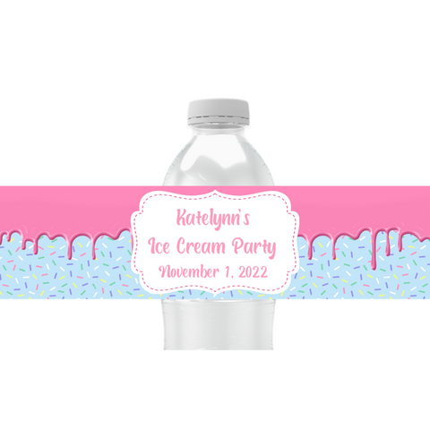 Ice Cream Drip Water Bottle Labels