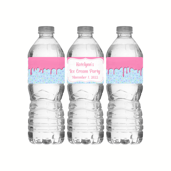 Ice Cream Drip Water Bottle Labels