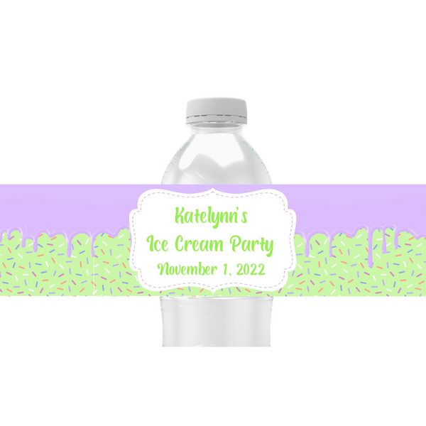 Ice Cream Drip Water Bottle Labels