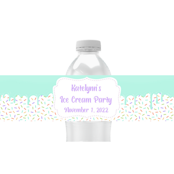 Ice Cream Drip Water Bottle Labels