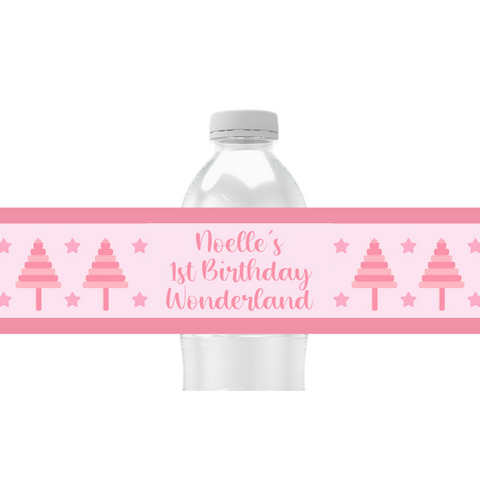 Pink Christmas Water Bottle Labels