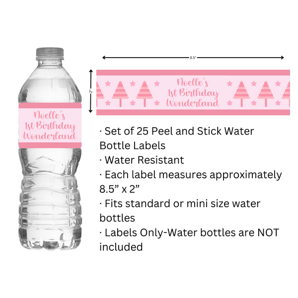 Pink Christmas Water Bottle Labels