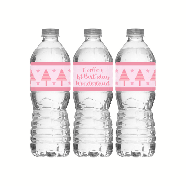 Pink Christmas Water Bottle Labels