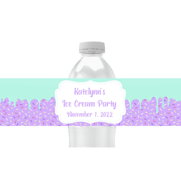 Ice Cream Drip Water Bottle Labels