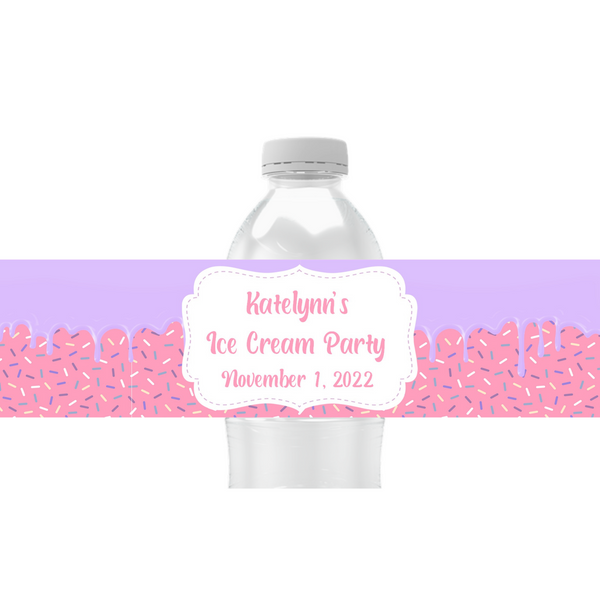 Ice Cream Drip Water Bottle Labels