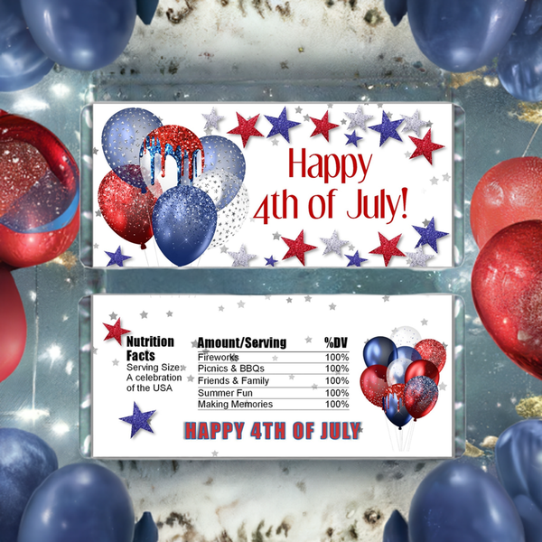 4th of July Balloons Candy Bar Wrapper