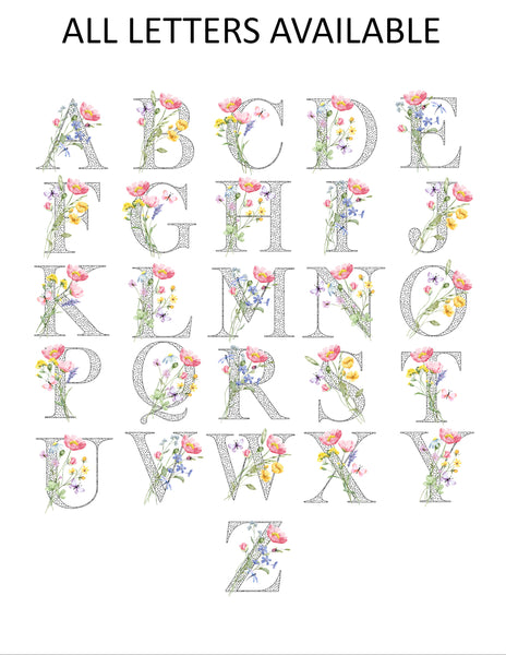 Wildflower Initial Flat Note Cards