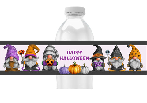 Halloween Gnome Water Bottle Labels