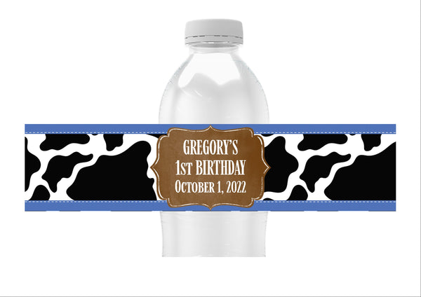 Cow Pattern Water Bottle Labels