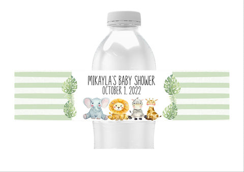 Safari Baby Stripe Water Bottle Labels