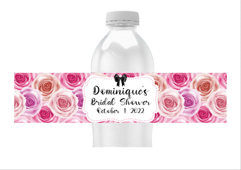 Pink Rose Water Bottle Labels